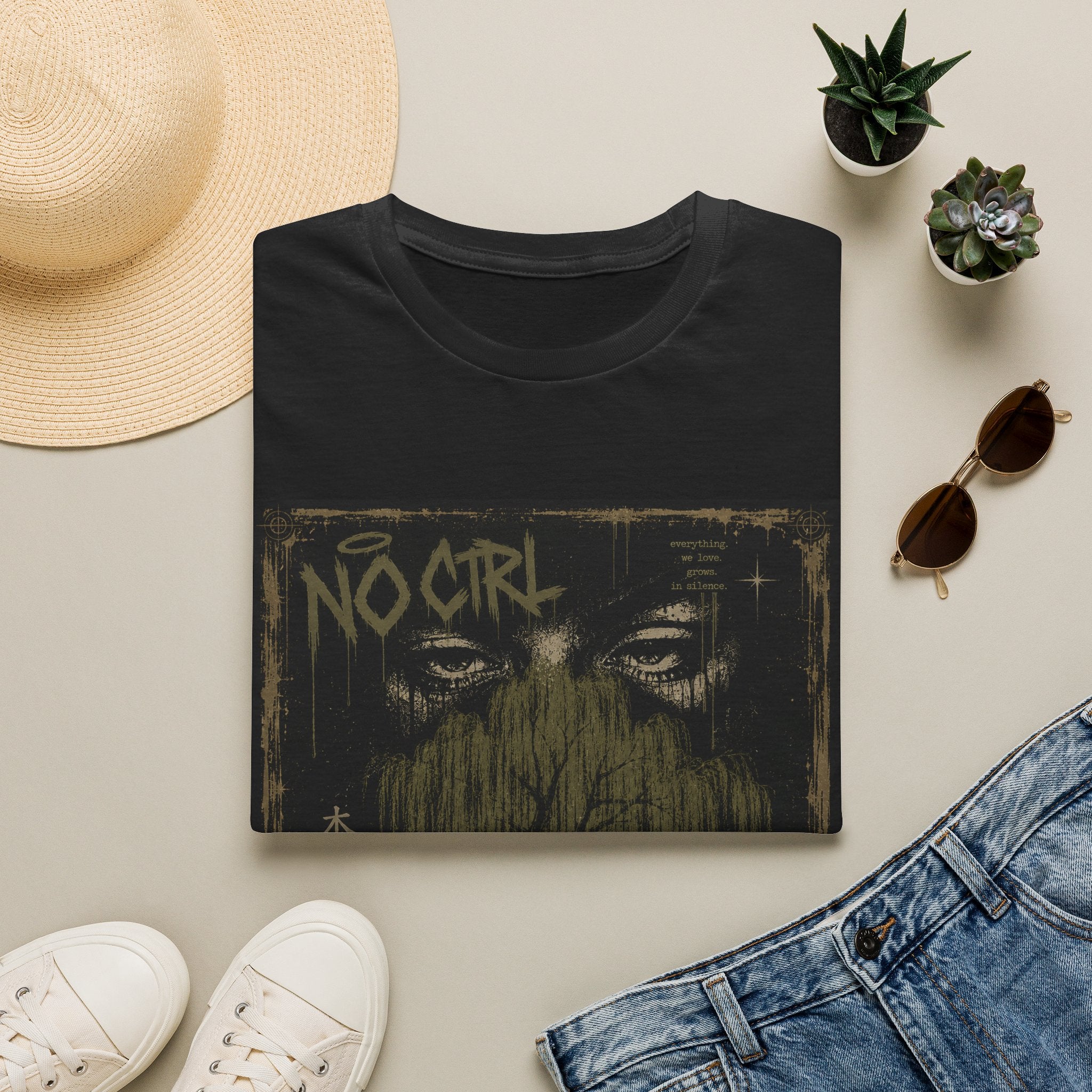 No Ctrl Graphic Tee — Moody Graffiti Eyes Streetwear T‑Shirt