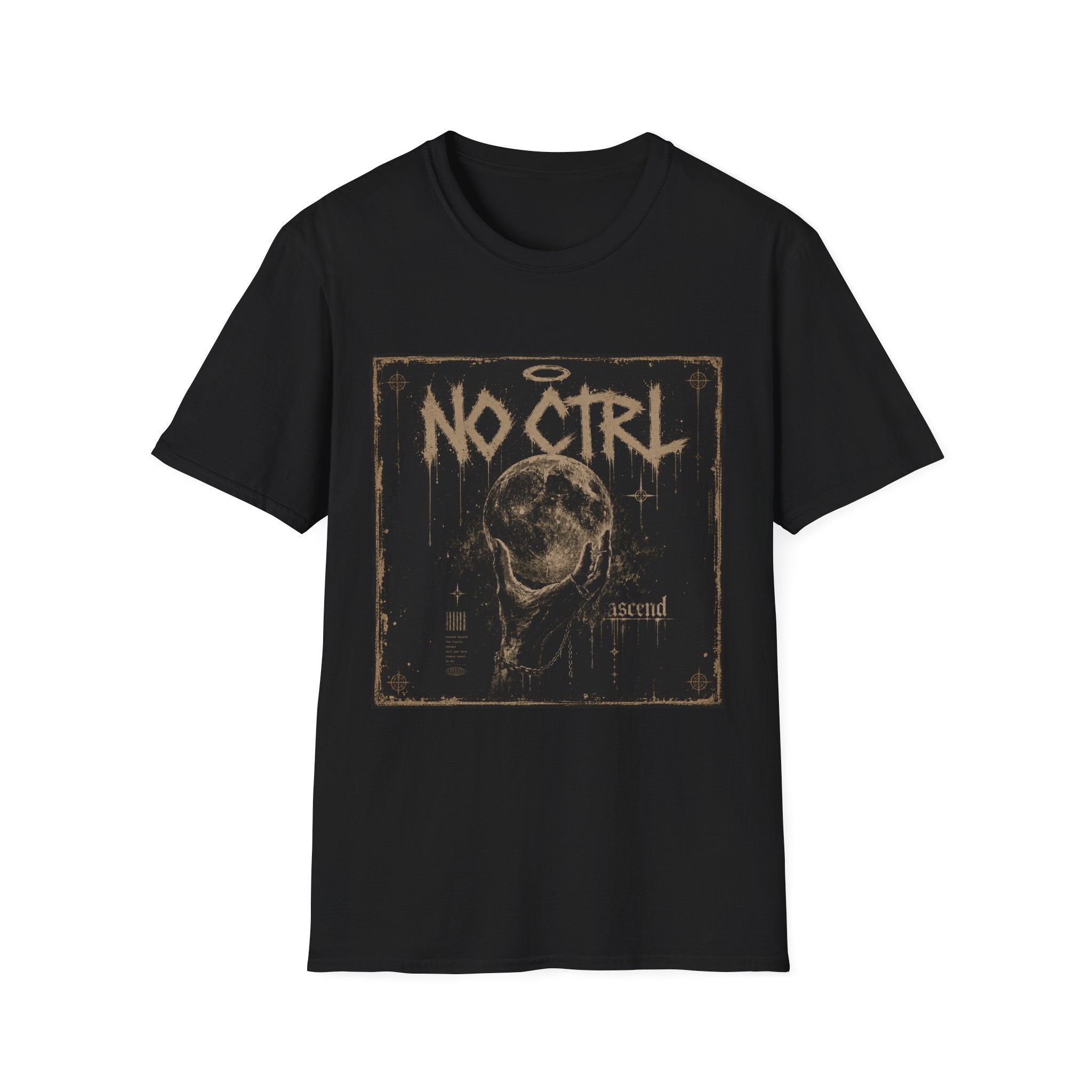 No Ctrl Moon Graphic Tee — Vintage Gothic Band-Style T‑Shirt